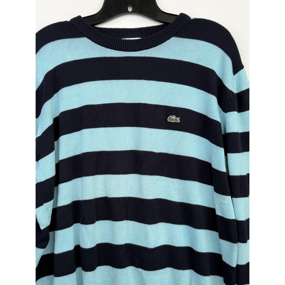 Lacoste Striped Sweater Men's 5 Large Blue Nautical Preppy - Picture 2 of 9